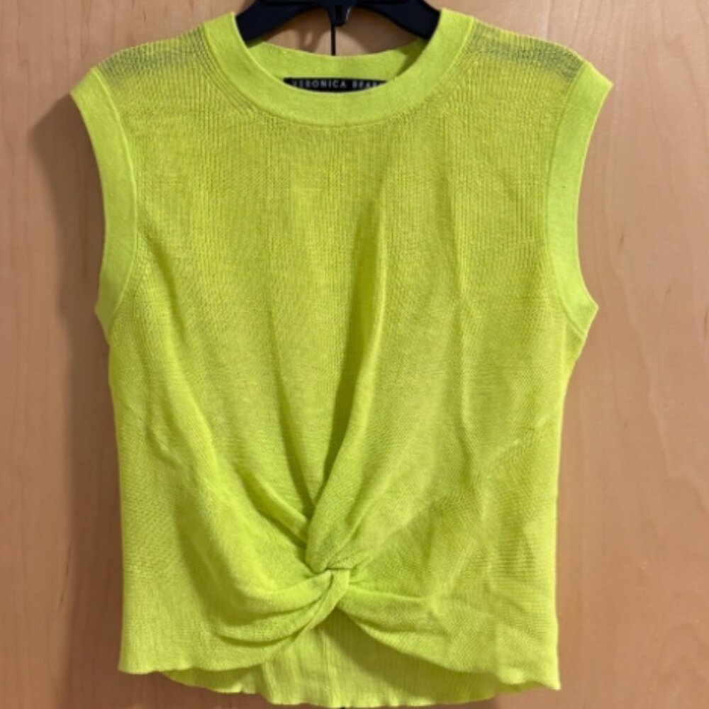 Veronica Beard Kellen twist-front sweater Chartreuse